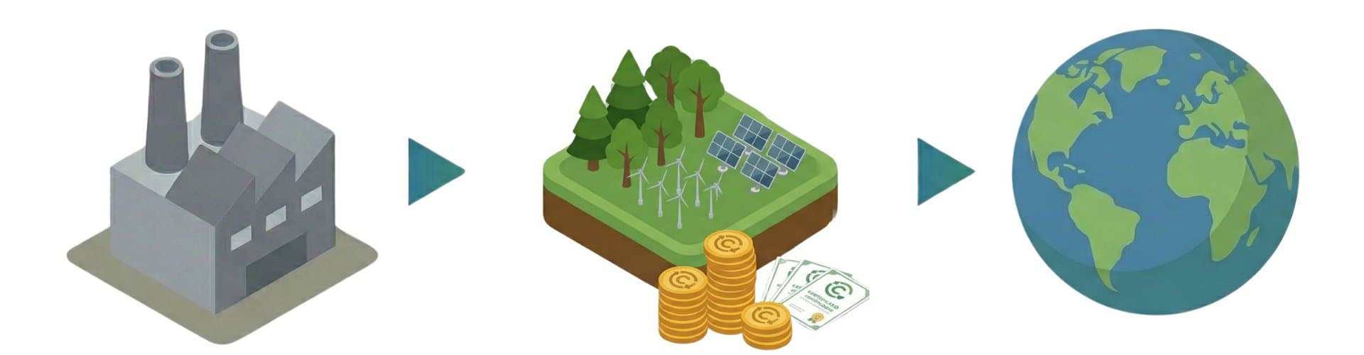 カーボンオフセットの説明イラスト